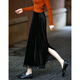 Demana Velvet Whisper Autumn Glossy Sequin Stitching Straight Tibetan Flesh Elastic Waist Small Women's Skirt