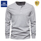 ROMON Henley shirt men's autumn heavyweight t-shirt cotton long-sleeved Henley collar men's business bottoming shirt slim fit top Navy S Weight 100-125 Jin Jin equals 0.5 kg
