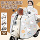 Jiaojing parent-child electric vehicle winter windshield quilt with velvet and thickening Children's parent-child electric vehicle windshield quilt with velvet and extra thickness in winter Parent-child model Beige Happy Bear Extra thick velvet + widened side wings Parent-child/single person High-definition window can be stored + rearview mirror zipper opening