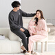 LangSha Couple Pajamas Women's Winter Half Velvet Warm Casual Non-shedding Can Be Weared Outside Men's Autumn and Winter Home Clothes Set 22066 Pink Female L