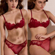 Victoria Palace Sexy Underwear Women's Thin Embroidered Lace Bra Large Breasts Show Small Anti-Sagging Push-Up Push-up Large Size Underwear Set Red 70B/32