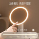 Mirror makeup mirror LED with light smart office desktop desktop home luminous dressing high-definition light luxury space silver + gift box-2400AH