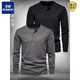 ROMON Henley shirt men's autumn heavyweight t-shirt cotton long-sleeved Henley collar men's business bottoming shirt slim fit top Navy S Weight 100-125 Jin Jin equals 0.5 kg