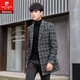 Pierre Cardin men's suit mid-length windbreaker jacket spring and autumn slim woolen top youth Korean style trendy woolen coat deep grid 15 3XL 155-170Jin Jin equals 0.5 kg