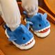 Children's cotton slippers autumn and winter waterproof home indoor non-slip boys cute shark pattern baby kids cotton slippers gray 12 34/35 size inner length 21.5CM