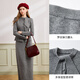 Xiangying gray temperament sweater suit skirt for women 2025 winter new French sweater half-length skirt two-piece suit S