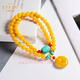 Layun Feiyin collectible beeswax bracelet for women, amber multi-circle chicken fat yellow bracelet, safety buckle, light luxury jewelry, hand jewelry, gift bracelet