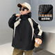 Jacket for boys and girls, three-in-one polar fleece thickened jacket, autumn and winter stylish medium and large children's stylish jacket, black (quilted style + polar fleece liner jacket) two-piece set 160 (recommended height is about 150)
