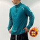 Winter velvet fitness long-sleeved men's loose elastic half-zip sports t-shirt American running training cycling jersey Navy blue plus velvet XL Recommended 130-145 Jin Jin equals 0.5 kg