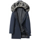 BABOCHEN's new fur-integrated men's Haining Pagoda mid-length winter coat with removable lining mink fur coat, navy blue (rabbit fur lining/sleeves with cotton) L Recommended weight 100Jin Jin is equal to 0.5kg -125Jin Jin is equal to 0.5kg