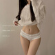 Universal bow-knot sweet underwear for women in summer thin jacquard lace stitching low waist hip briefs white + pink + black 12% off for purchases of 5 pieces L