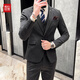 Hongdou men's suit suit 2025 autumn new wedding dress fashionable business professional suit three-piece suit for men dark gray single suit M