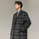 CABBEEN black and gray plaid double-sided woolen coat customized CABBEEN single C exclusive armband winter woolen plaid coat dark gray 56 L /175/50