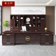 Huilanxuan new Chinese style solid wood executive desk simple ebony wood boss chairman desk combination furniture bookcase customization desk 280*100*76 (ebony wood)
