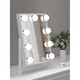 Fat Donglai's same style dressing table dressing table makeup mirror with light led high definition desktop desktop dressing mirror smart touch special makeup artist mirror beauty mirror frame - plug-in version white 9 lights