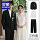 ROMON Chinese style camellia embroidered single button suit suit for men Korean style groom wedding banquet new Chinese style single suit black jacket + pants + stand collar shirt 2XL (recommended 171-195 Jin Jin equals 0.5 kg)