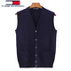 TOME BORNEK Tommy Tommy 100% wool sweater cardigan vest casual solid color V-neck knitted vest sleeveless knitted vest navy S 165