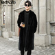 MONZO国际一线品牌加厚仿水貂毛长款皮草大衣男秋冬过膝款纯色长版皮草 浅灰色 S 90-115斤