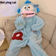 Big children's pajamas 12-15 years old female winter thickened big children's pajamas Lina Bell winter nightgown thickened warm student cute bathrobe Ugly fish Hanton funny plus velvet thickened long ugly fish jumpsuit S/M recommended height 150-165CM