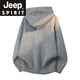 JEEP SPIRIT Jeep winter thickened and warm American Henry collar hooded sweater men's lazy autumn and winter loose sweater casual foggy black gray M