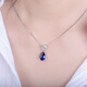 Ten-leaf sapphire necklace, 925 silver heart-shaped water drop gemstone necklace, clavicle chain women's tanzanite sapphire pendant, 925 sterling silver platinum-plated pendant, free 925 silver necklace
