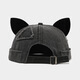 Real Vision Retro Fox Ear Landlord Hat Women's Trendy Washed Splicing Old Melon Skin Hat Brimmless Hip-Hop Personalized Student Hat Black One Size 54-58