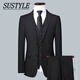 SUSTYLE international luxury brand suit suit men's three-piece business casual suit professional formal dress black (three-piece suit) 4XL