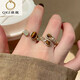 QKX Maillard tiger eye zircon ring for girls 2025 new light luxury high-end index finger ring fashion personalized ring main picture three-piece set