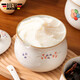 High temperature resistant lard jar ceramic kitchen seasoning bottle household salt jar oil spicy jar large capacity hand-painted lard jar small colorful flower 600ml