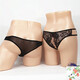 Langsha Qinglu underwear, no need to take off, double Qinglu, women's sexy open crotch opening, men's thong, transparent mesh lace, black + black, one size fits all, men (120-160Jin Jin is equal to 0.5 kg)