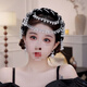 The fog adds beauty to Yilian Youmeng wide-brimmed headband, hand-woven ethnic style hair ornaments, flowers, detachable tassels and beads French headdress, Yilian Youmeng black