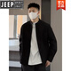 JEEP2025 Spring and Autumn Simple Henry Collar Casual Shirt Men's Fashion Old Money Style Loose Versatile Textured Long-Sleeved Top White M 100-130Jin Jin is equal to 0.5 kg