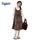 Dudant international brand girls' dress spring and autumn 2025 new children's long-sleeved princess dress autumn big children's girl suspenders alpaca shark pants + black inner + gray skirt 120 cm recommended height around 115