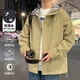NASA BASE Jacket Men's Autumn 2025 New Casual Hooded Jacket Men's Loose Trendy Brand Plus Velvet Winter Jacket 2521 Grass Green (Spring and Autumn) XL /125-155Jin Jin equals 0.5 kg