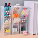 Jewelry box multi-functional oblique plug-in transparent color desktop multi-grid pen holder creative ins makeup brush storage box narrow four-grid storage box 1 (random color)