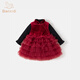 Banxidi girls dress winter 2026 new children's princess dress suit new Chinese style one-year-old dress baby mesh skirt red 80