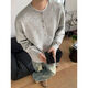 Gray American Henry collar sweater for men, winter style lazy style bottoming sweater cleanfit jacket, light gray Henry collar M M