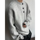 Main style (ZHUYIFAN) Light Gray Henley Collar Plush Sweater Men's Winter Lazy Style Knitted Sweater American Retro Wool Sweater Light Gray Upgraded 90% Buyers Choose XL
