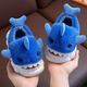 Yi Cong children's cotton shoes winter cartoon shark boys and girls indoor non-slip baby plush parent-child home children's cotton slippers gray cotton shoes shark style 22-23 size inner length 13.5 about 1-2 years old
