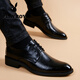 Playboy Men's Shoes 2025 New British Style Casual Wedding Leather Shoes Men's Business Formal Work Work Trendy Shoes Smooth Leather Black 40