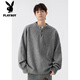 Playboy (PLAYBOY) brand sweater men's new winter henley collar sweater men's Japanese loose casual simple bottoming shirt men's apricot M
