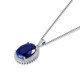 Eternal Leaf Shaped Tanzanite Sapphire Necklace Pendant for Women, Clavicle, Sterling Silver, Versatile Colored Treasure, Does Not Fade, White Gold (Main Stone 12X16mm), No Chain