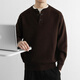 Zimei American old money style sweater men's autumn and winter lapel cotton Henry neck sweater thickened polo bottoming sweater dark coffee M _115Jin Jin is equal to within 0.5 kg