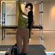 Maizun Yufu Yoga Wear Women's 2025 New Autumn and Winter Long Sleeve Yoga Wear Set Pilates Training Wear Fitness Wear Top Avocado Color Top + Chestnut Color Pants M (95-110Jin Jin is equal to 0.5 kg)