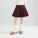 Girls Half-length Pleated Skirt Autumn and Winter Children's JK Skirt Double Denim Girl Middle School Red Plaid Skirt Performance Costume New Year Red-Pleated Skirt 130 130cm