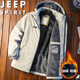 JEEP SPIRIT Jeep cotton jacket autumn and winter plus velvet thickened warm outdoor hooded sports top khaki 2XL