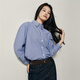Giordano Korean star's same style commuting cotton pocket loose striped shirt women's long sleeve 05345890