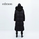 Edition down jacket women's raccoon fur collar hooded long windproof light warm goose down jacket black XS