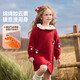 ASK JUNIOR New Year's greetings dress, infant skirt, winter children's fungus edge collar knitted dress, girl's sweet princess dress