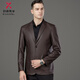 Jinba Spring and Autumn New Men's Genuine Leather Suit Business Casual Suit Collar Leather Jacket Middle-aged Dad Sheepskin 8557 Black M 170/48